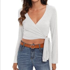 White V Neck Wrap